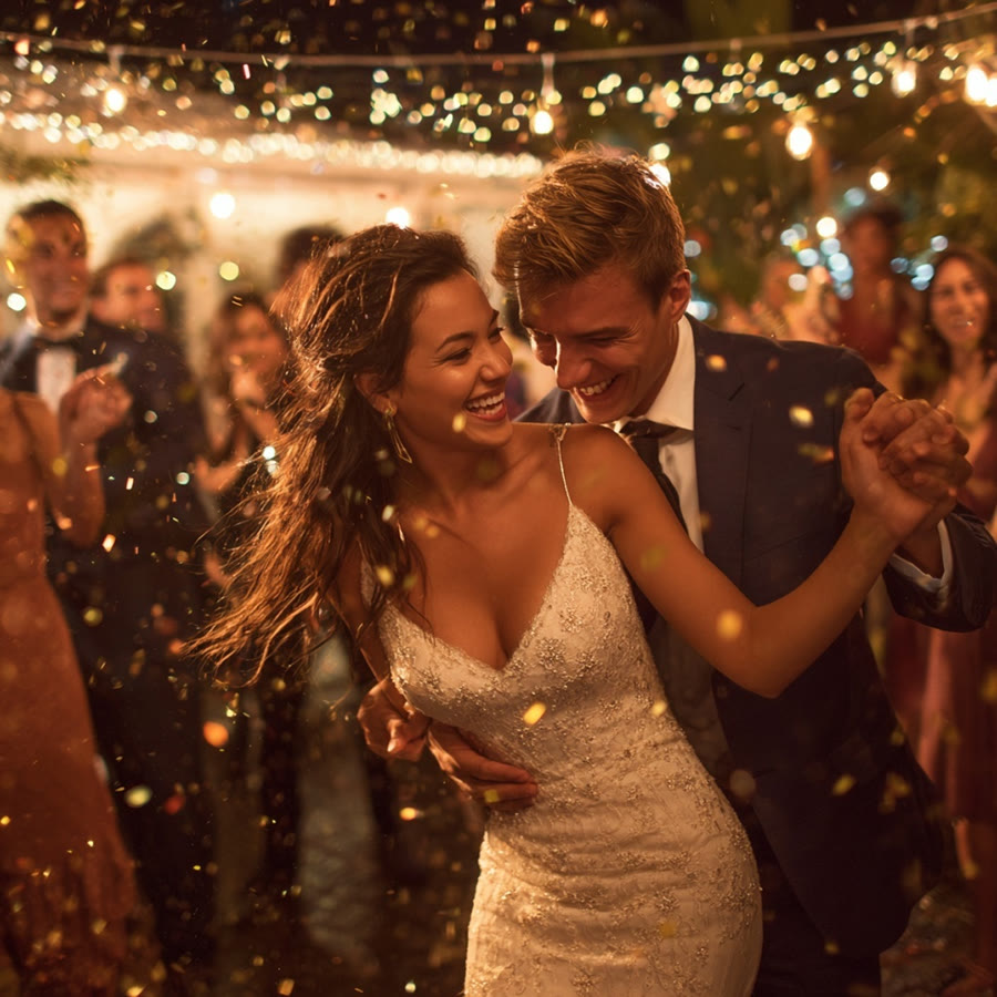 Couple dancing at their wedding reception